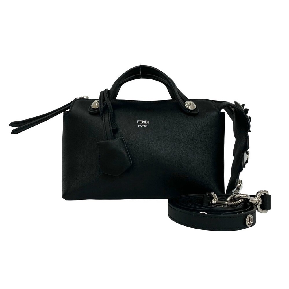 FENDI By The Way Logo Leather Genuine Floral Embellished 2-Way Shoulder Bag P...